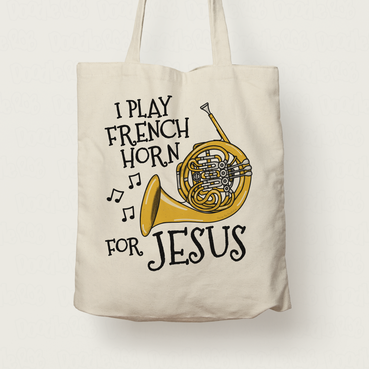 Christian French Horn Tote Bag - I Play French Horn For Jesus - Church Brass Player