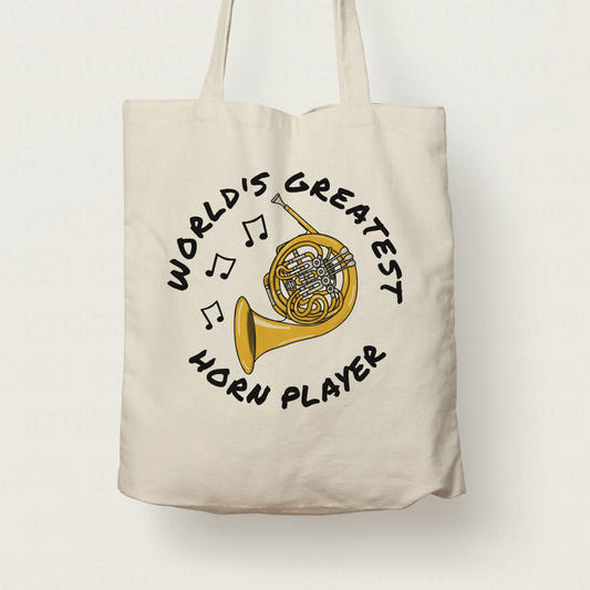 French Horn Tote Bag - World's Greatest Horn Player - Gift For Brass Musician (USA)