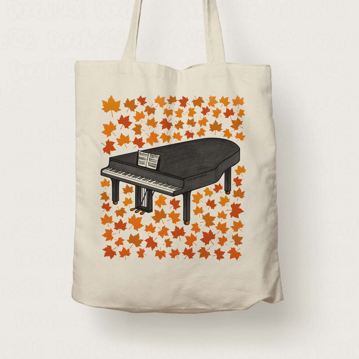 Autumn Grand Piano Tote Bag (Leaves) - Gift For Pianist - Musician Gift For Fall or Thanksgiving