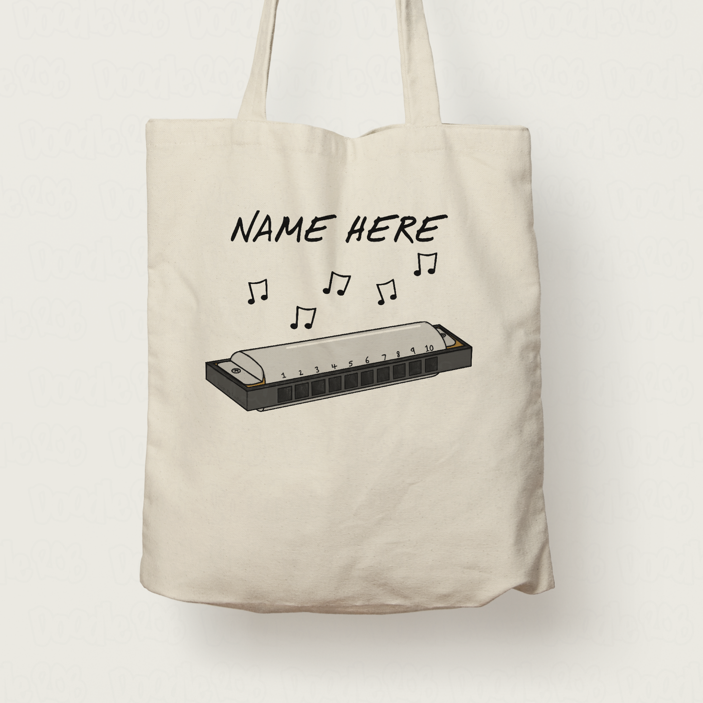 Harmonica Personalised Tote Bag - Custom Gift For Harmonicist - Blues Musician Gift