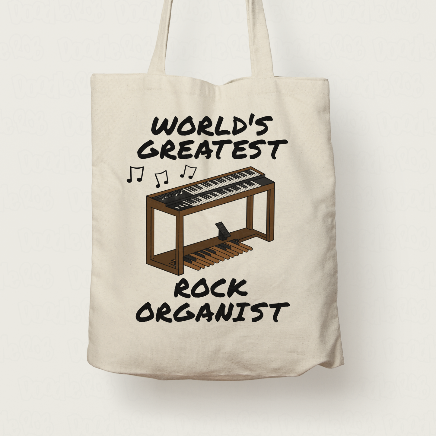 Rock Organ Tote Bag - World's Greatest Rock Organist - Gift For Keyboardist - Organ Teacher Gift