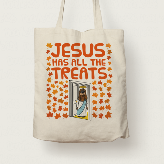 Christian Halloween Tote Bag - Jesus Has All The Treats - Halloween Alternative Gift