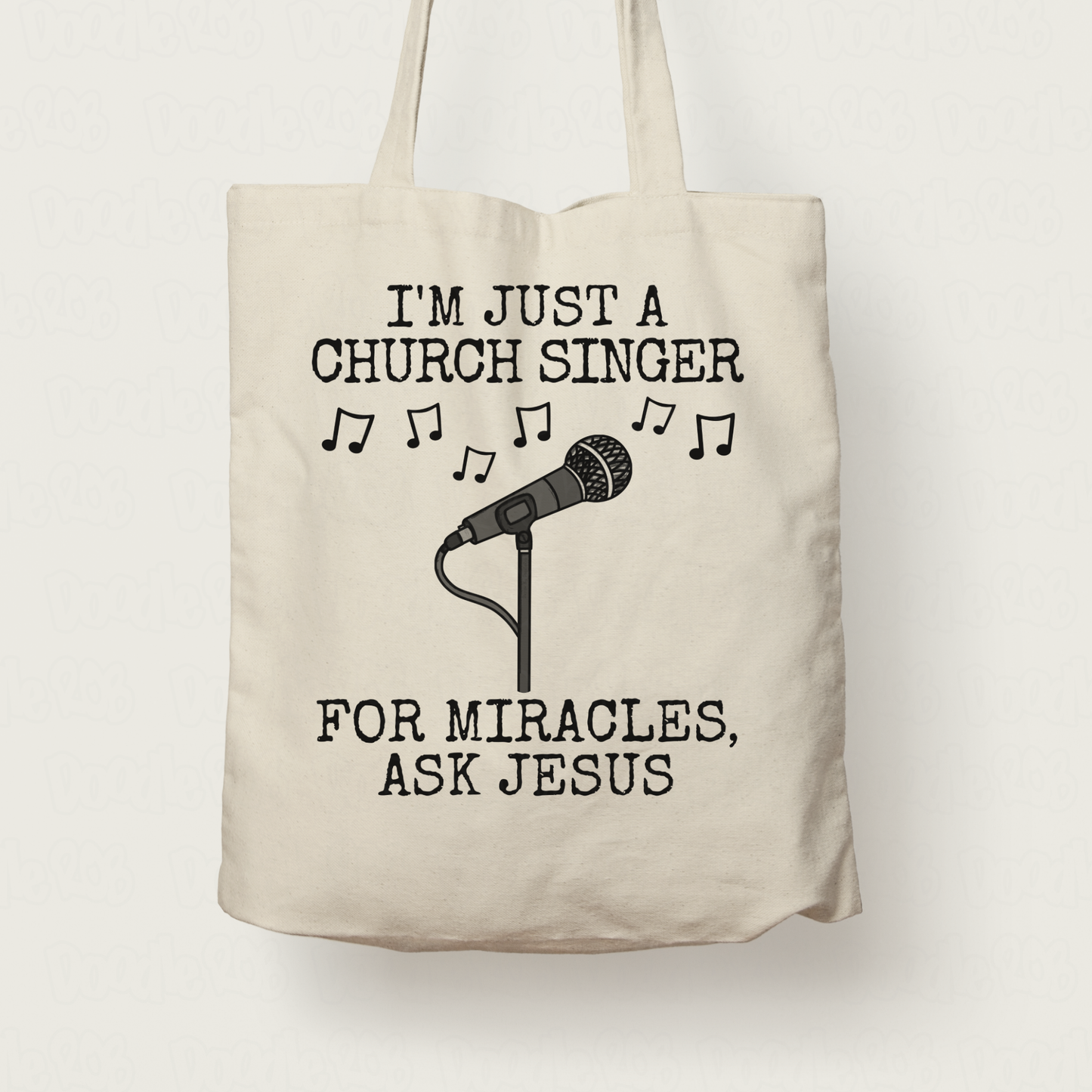 Church Singer Tote Bag - For Miracles, Ask Jesus - Christian Musician Gift