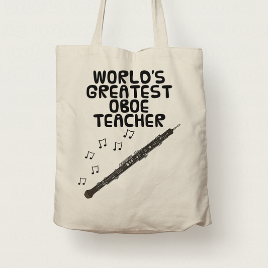 Oboe Teacher Tote Bag - World's Greatest Oboe Teacher - Gift For Oboist