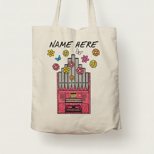 Floral Organ Tote Bag - Custom Gift For Organist - Church Organist Personalised Gift