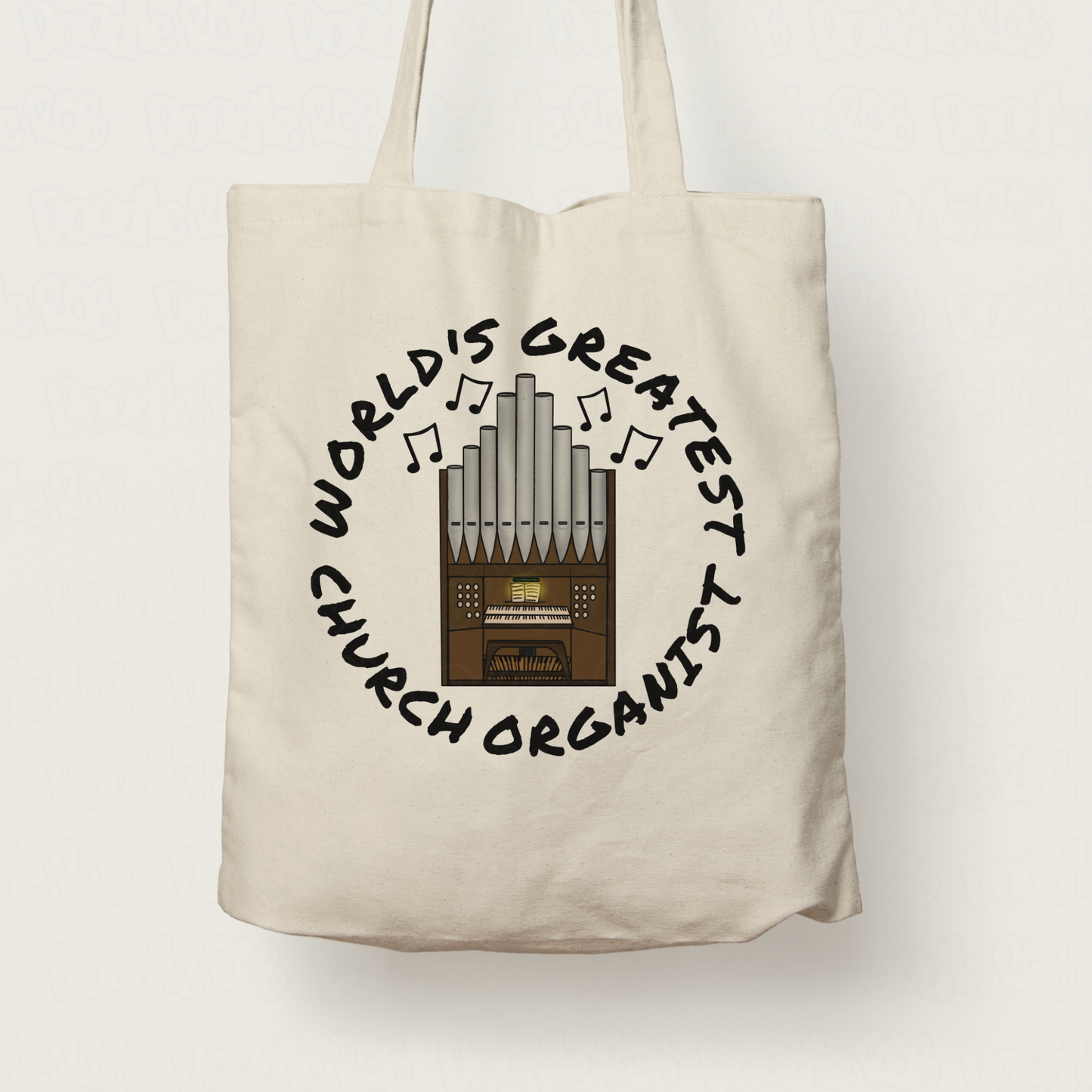 Church Organ Tote Bag - World's Greatest Church Organist - Organ Teacher Gift
