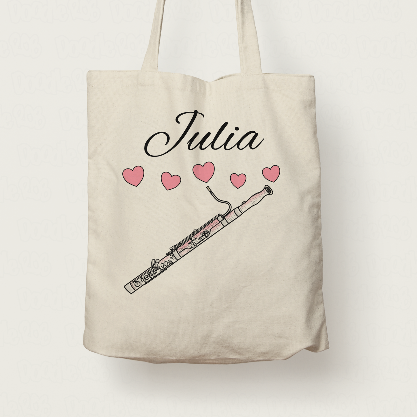 Bassoon Wedding Personalised Tote Bag - Wedding Bassoonist - Woodwind Musician Custom Gift
