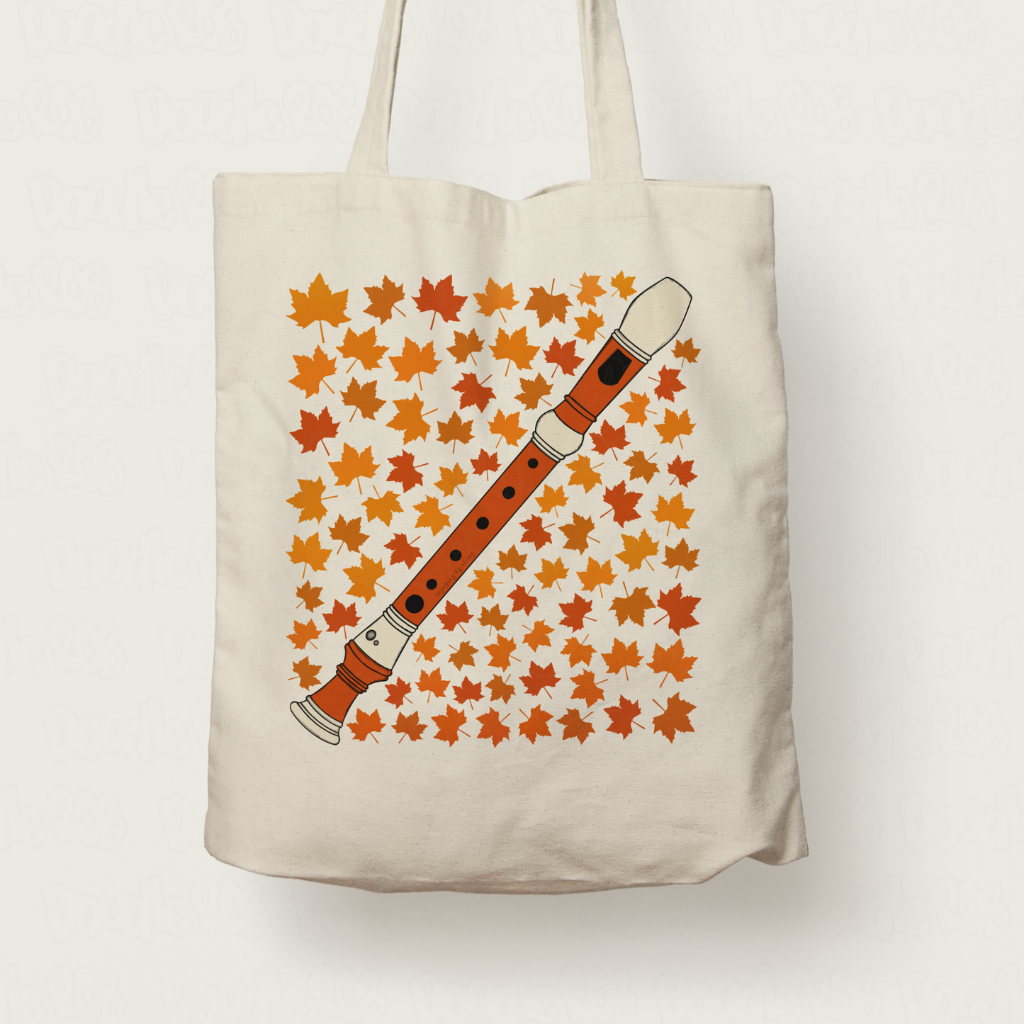 Autumn Recorder Tote Bag (Leaves) - Gift For Recorderist - Woodwind Musician Gift For Fall or Thanksgiving