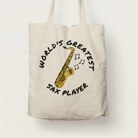 Saxophone Tote Bag - World's Greatest Sax Player - Saxophonist Gift (USA)