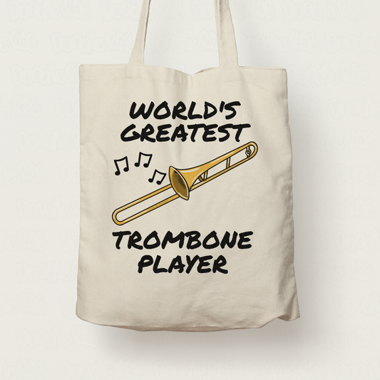 Trombone Tote Bag - World's Greatest Trombone Player - Gift For Trombonist (USA)