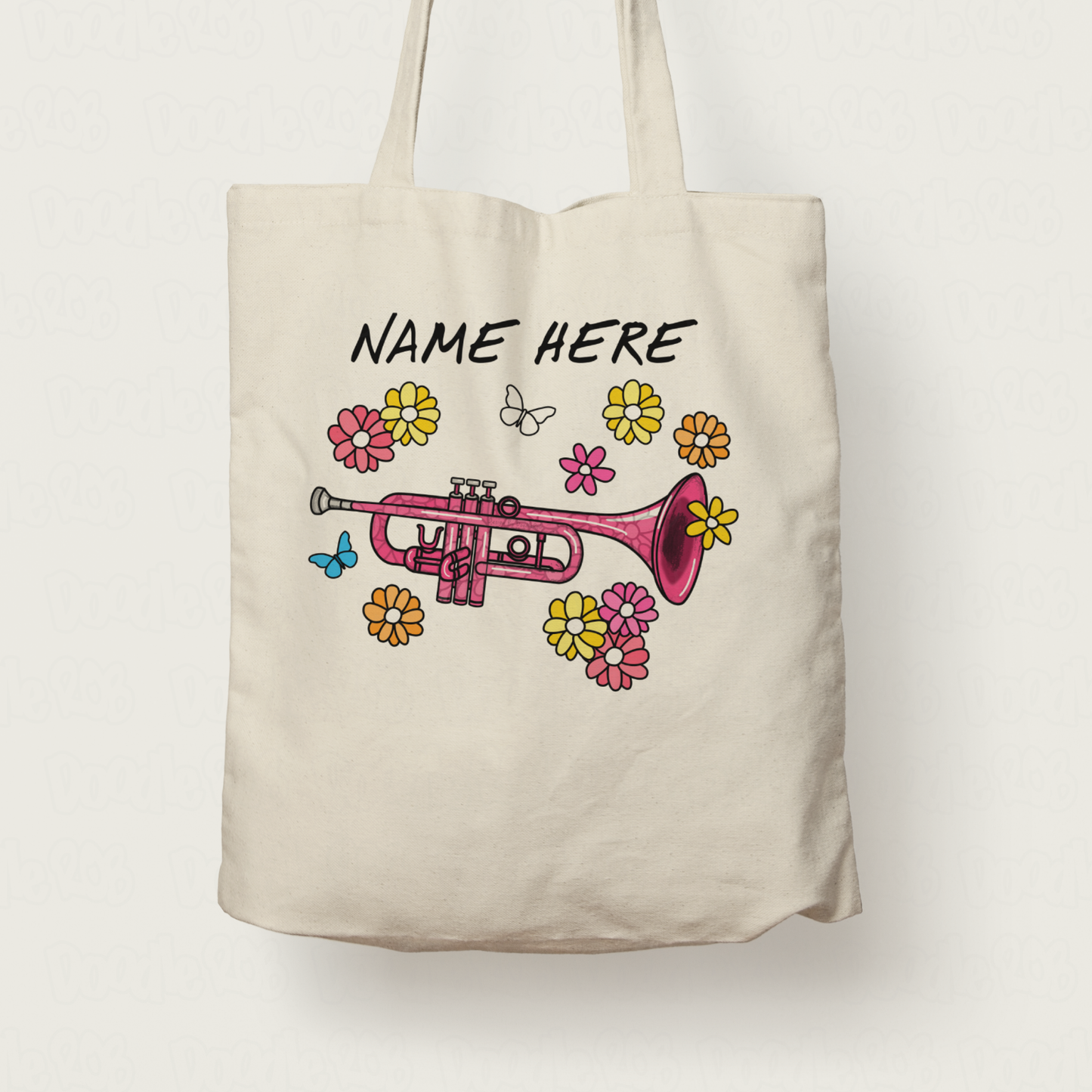 Floral Trumpet Tote Bag - Custom Gift For Trumpeter - Personalised Brass Musician Gift