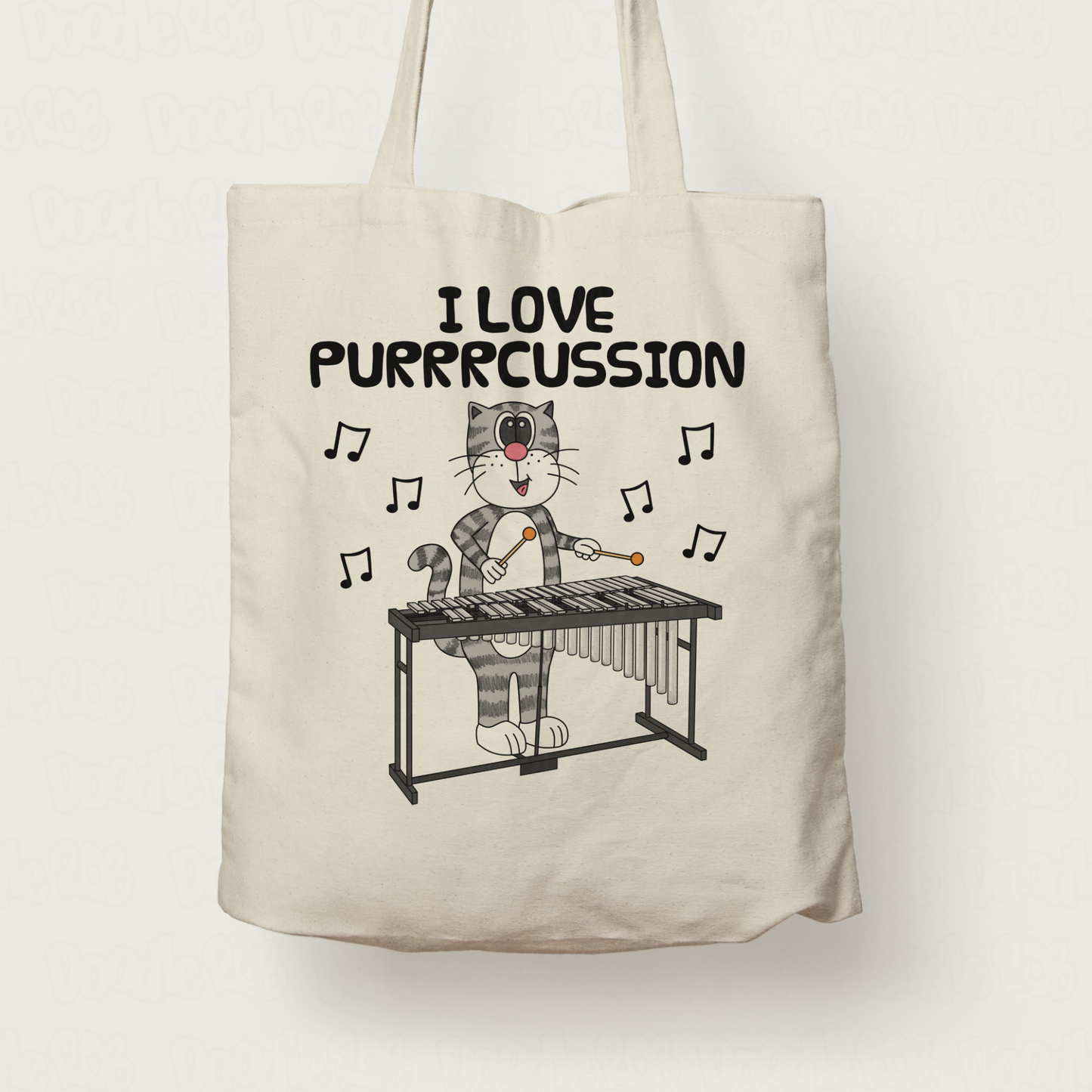 Funny Vibraphone Tote Bag - Cat Playing Vibraphone - Gift For Percussionist - Percussion Teacher Tote Bag - Orchestral Musician Gift