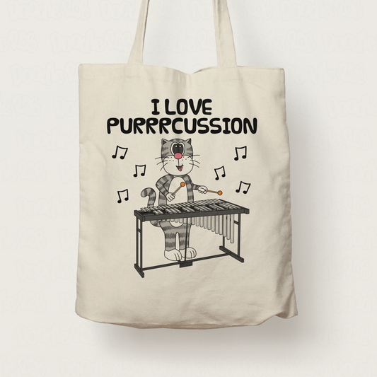 Funny Vibraphone Tote Bag - Cat Playing Vibraphone - Gift For Percussionist - Percussion Teacher Tote Bag - Orchestral Musician Gift