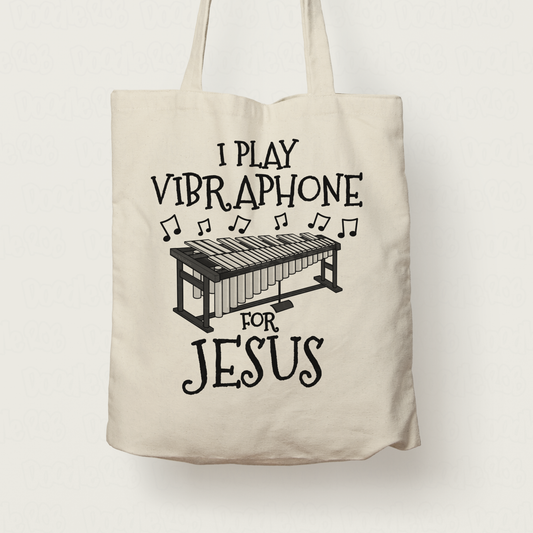 Christian Percussionist Tote Bag - I Play Vibraphone For Jesus - Church Musician Gift