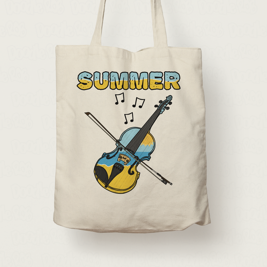 Violin Summer Tote Bag - Gift For Violinist - Summer Musician Gift