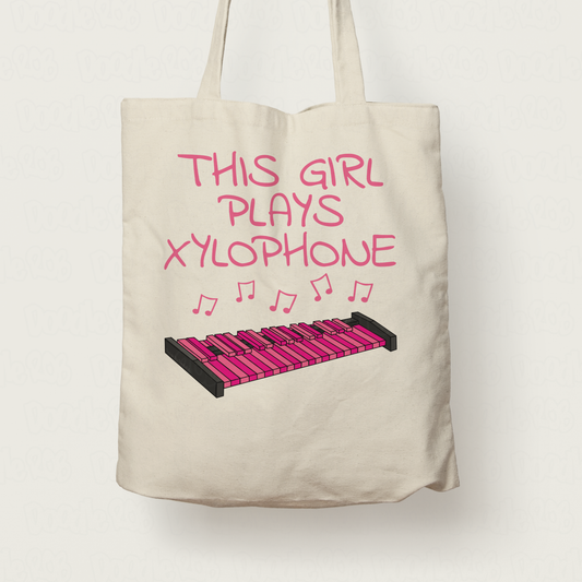 Pink Xylophone Tote Bag - This Girl Plays Xylophone - Female Xylophonist - Percussionist Gift For Her