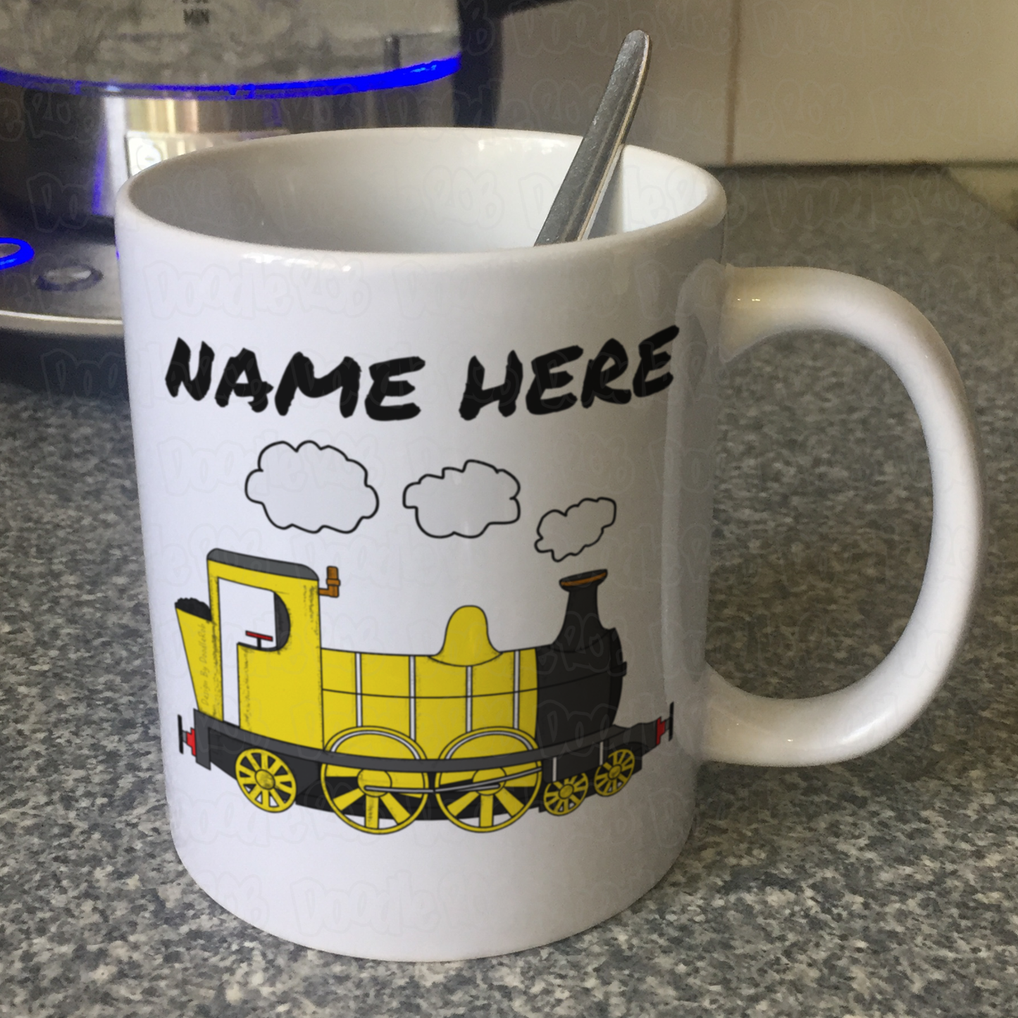 Steam Train Personalised Mug (Yellow) - Model Railway Custom Mug