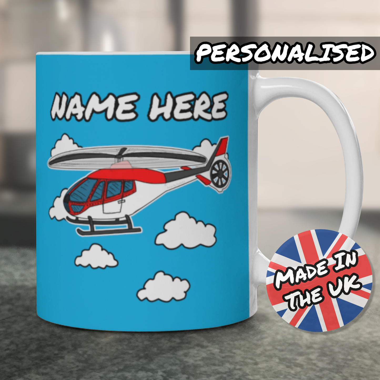 Helicopter Personalised Mug (Red)