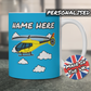Helicopter Personalised Mug (Yellow)