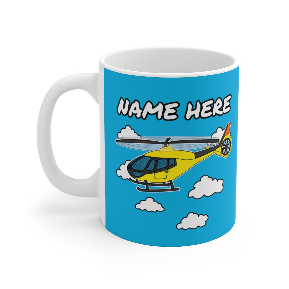 Helicopter Personalised Mug (Yellow)
