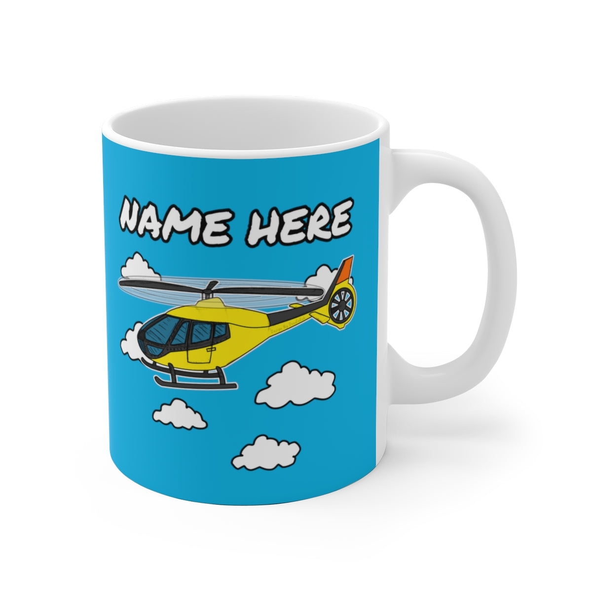 Helicopter Personalised Mug (Yellow)